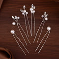 Perlen Haarklammer mit Strass Silber (6 Stk)